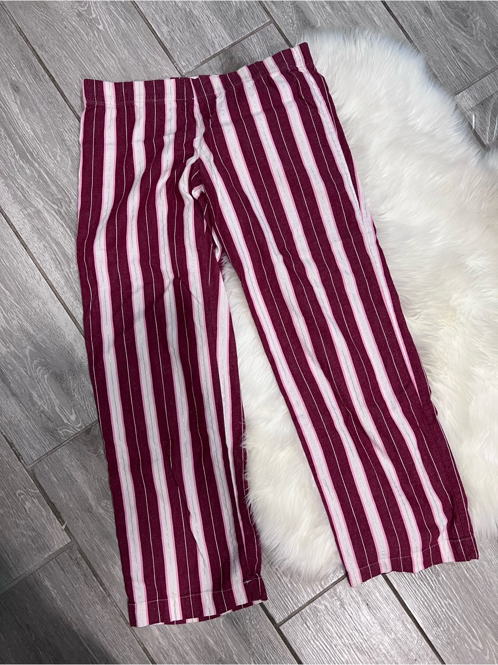 Striped Burgundy And Light Pink Women’s Pajama Pants